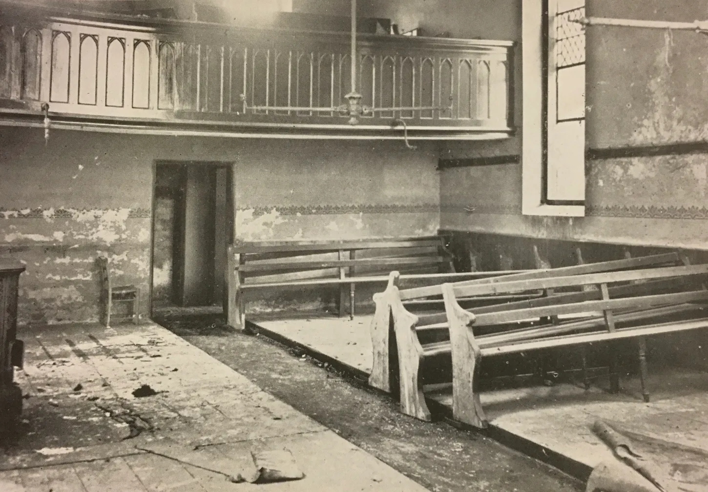 Interior of Bawtry Lodge before restoration